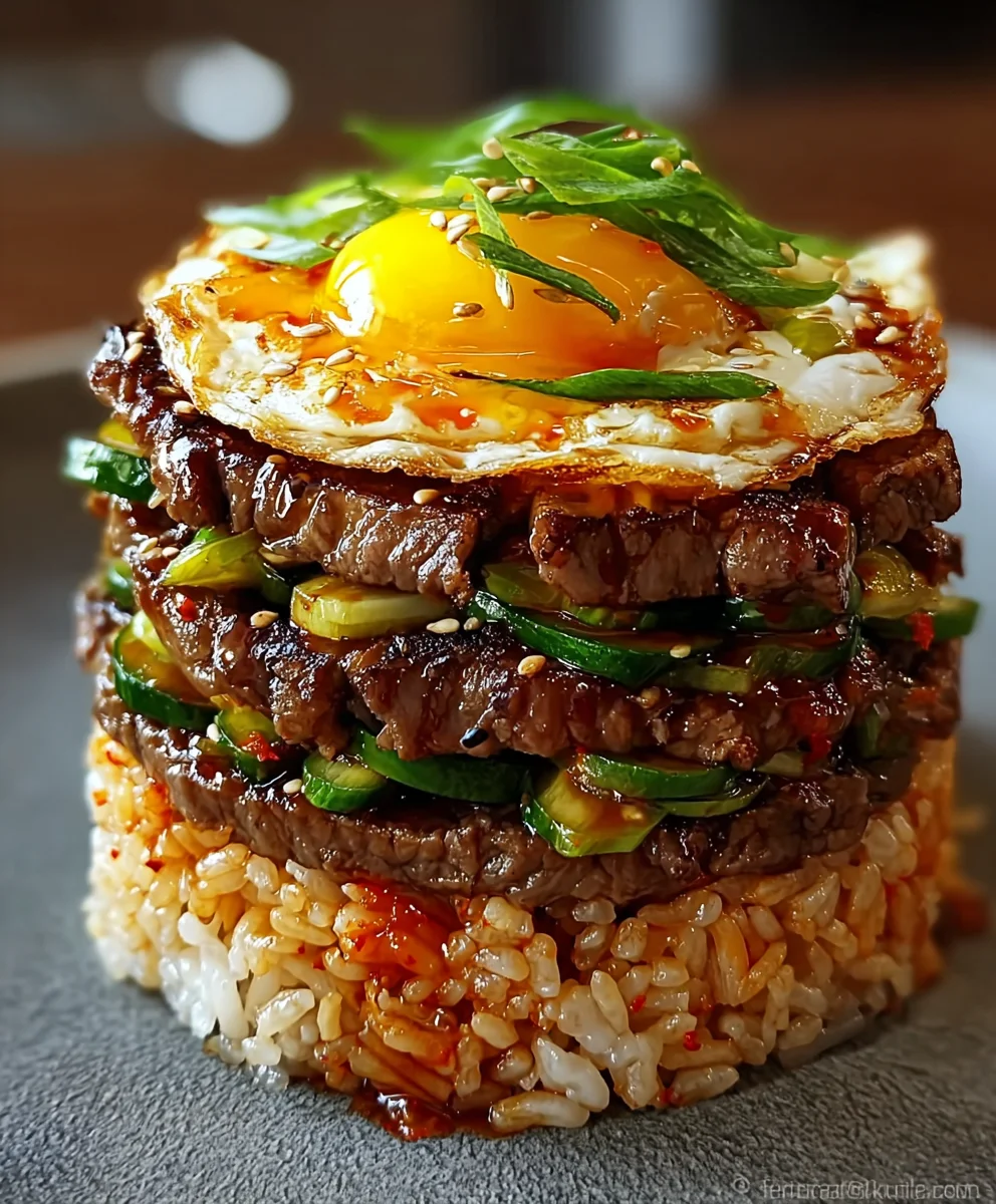 Easy Korean BBQ Beef Rice Stack Recipe