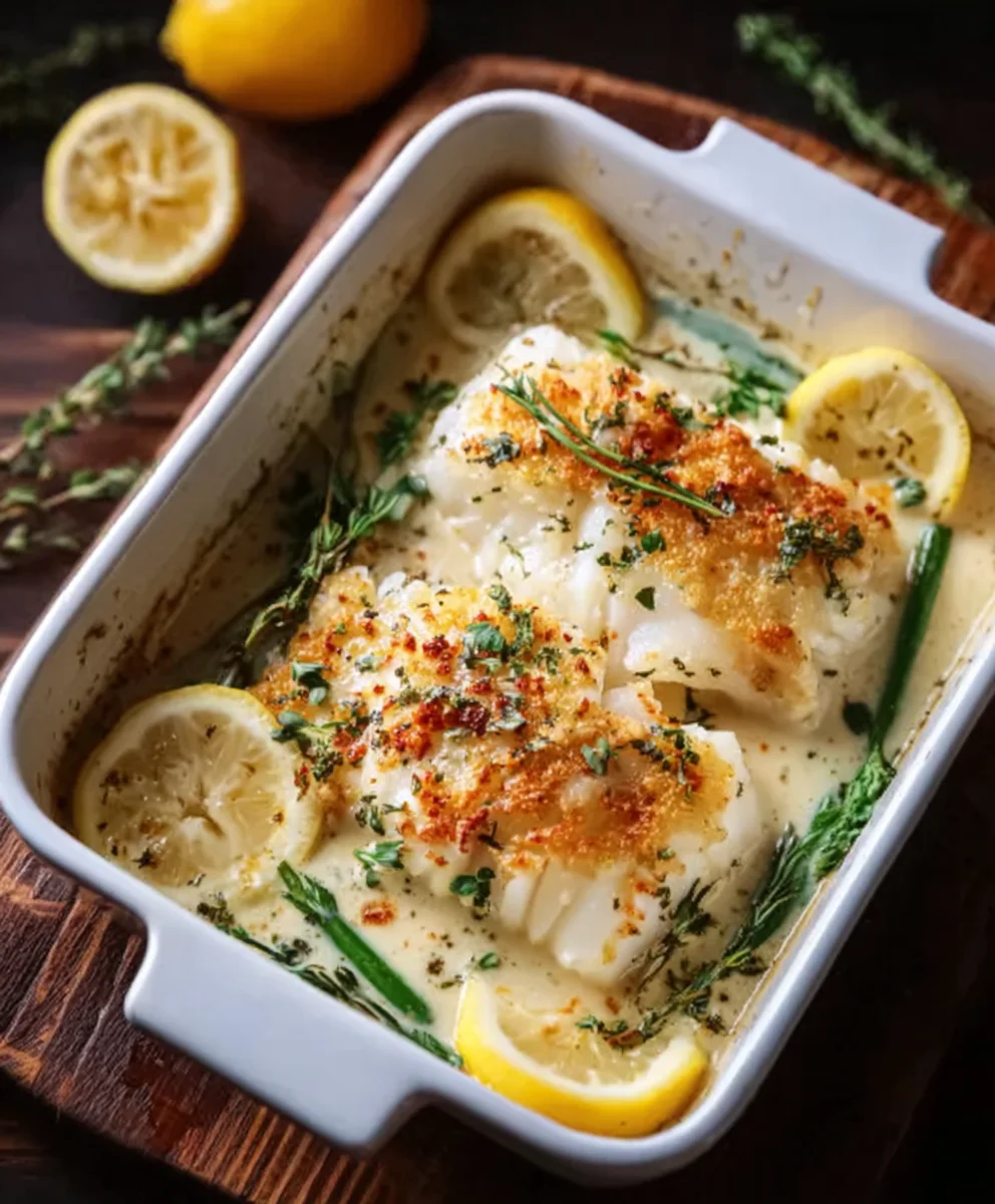Baked Cod-Coconut Lemon Cream Sauce Recipe