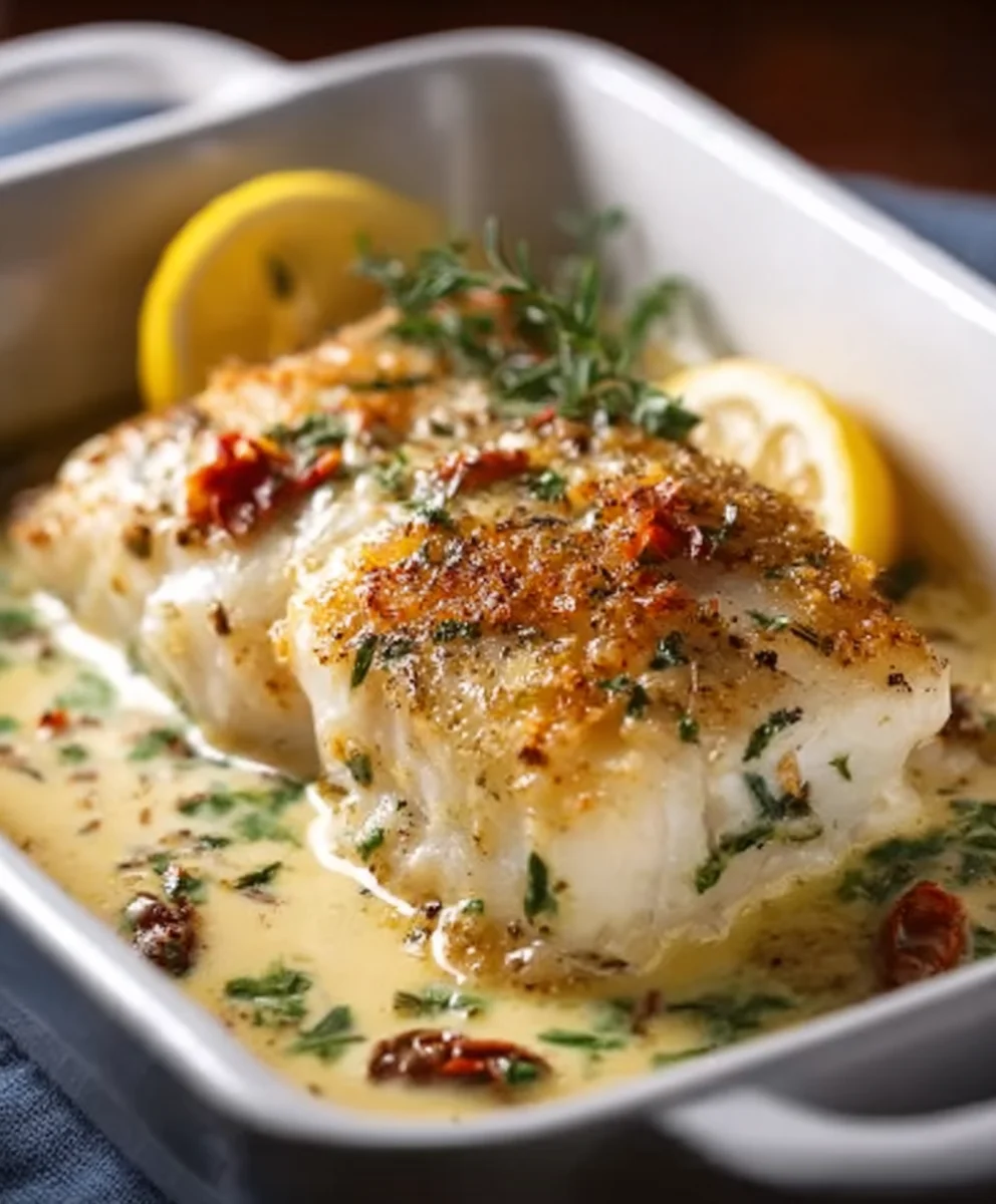 Baked Cod-Coconut Lemon Cream Sauce Recipe