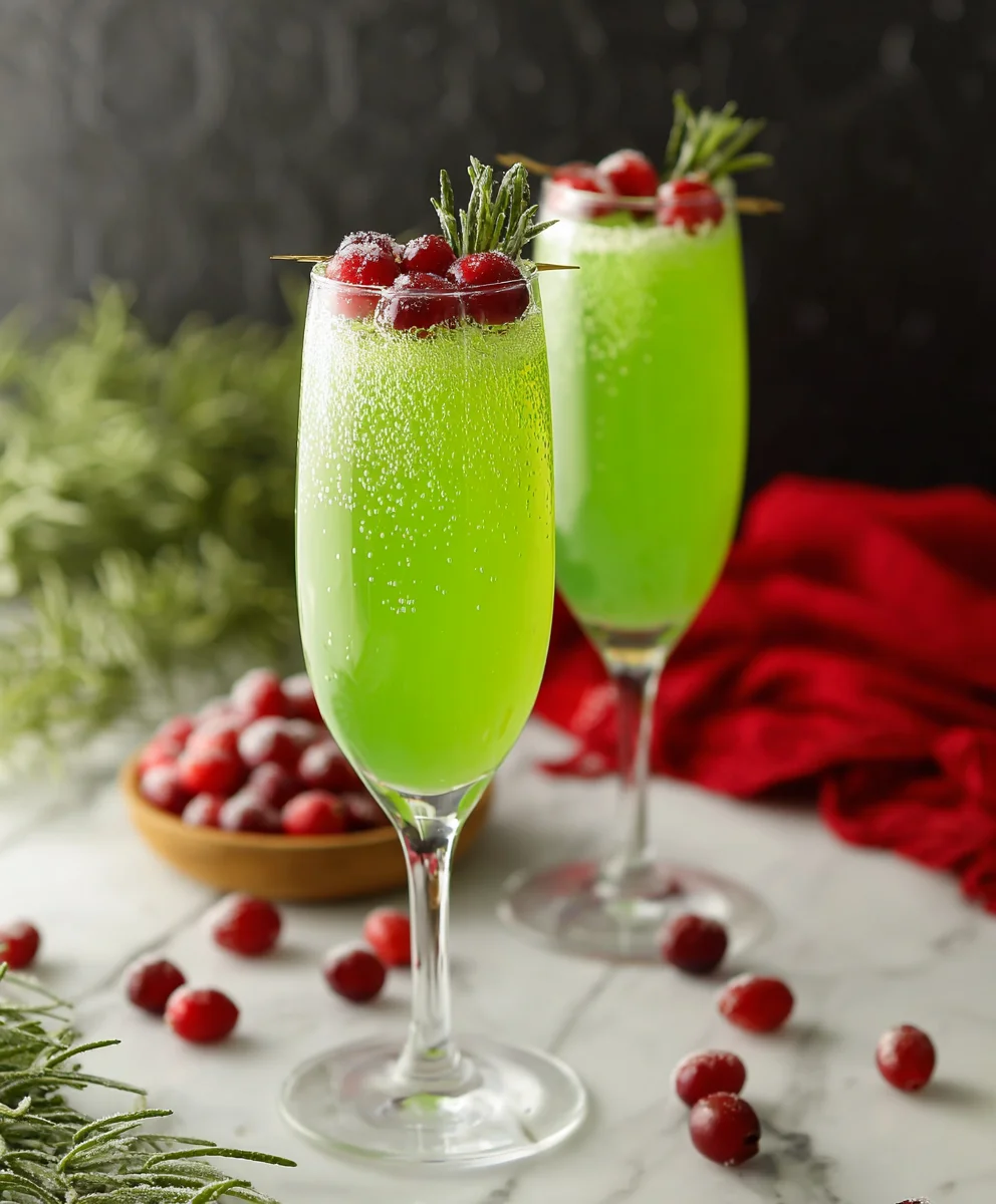 Grinch Mimosa Recipe- Festive Green Non-Non-Non-Alcoholic Alternativeic Drink