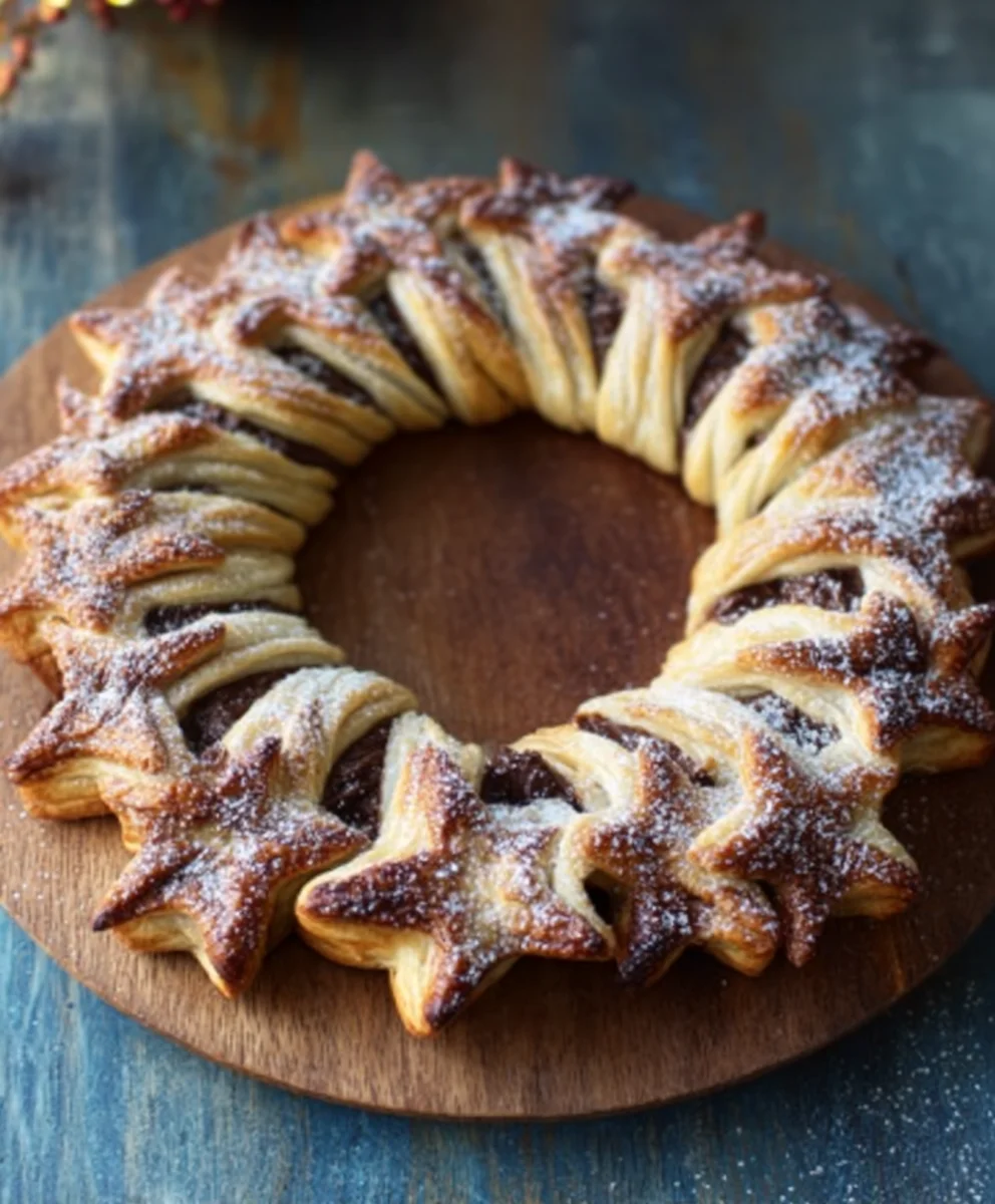 Nutella Puff Pastry Star Wreath-Easy Festive Bake