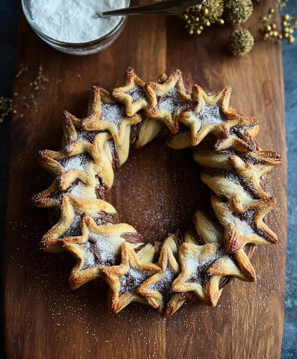 Nutella Puff Pastry Star Wreath Easy Festive Recipe