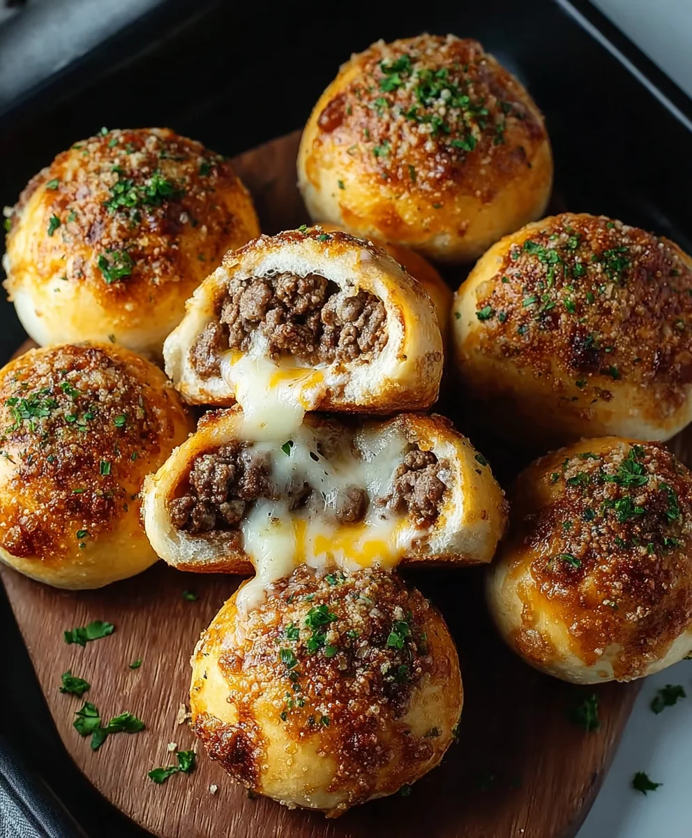 Garlic Parmesan Cheeseburger Bombs Irresistible Bites