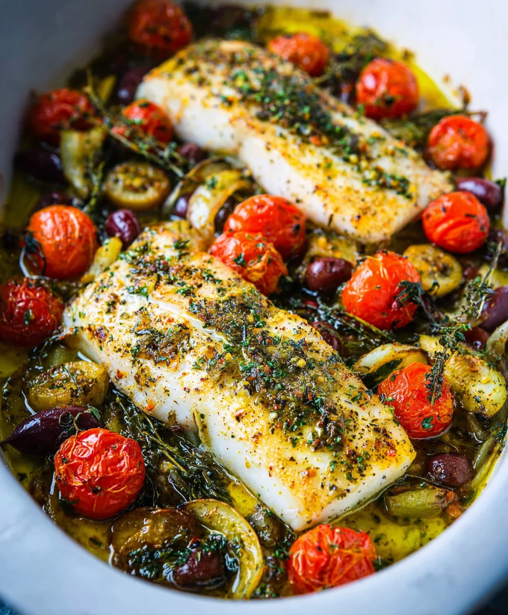 Easy Mediterranean Baked Fish- Quick & Healthy Meal