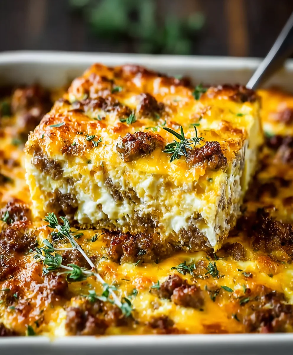 Savory Breakfast Beef Sausage Cheese Casserole