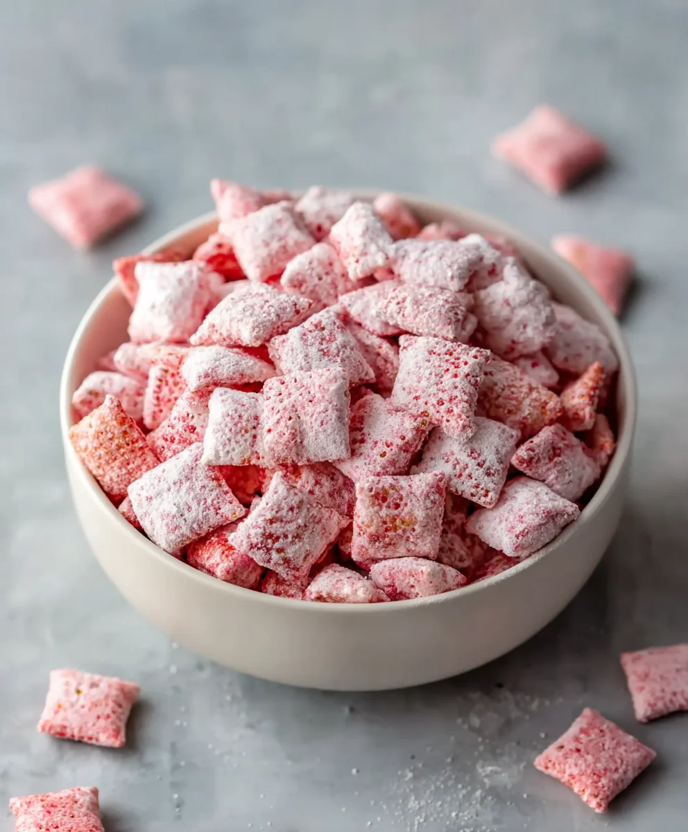 Easy Strawberry Shortcake Puppy Chow Recipe
