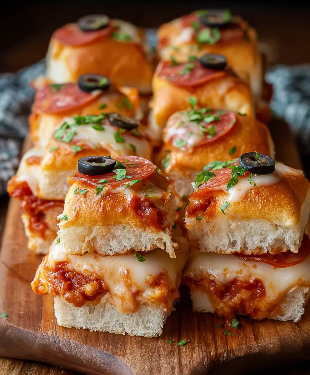 Game Day Cheesy Beef Pizza Sliders-Easy Recipe