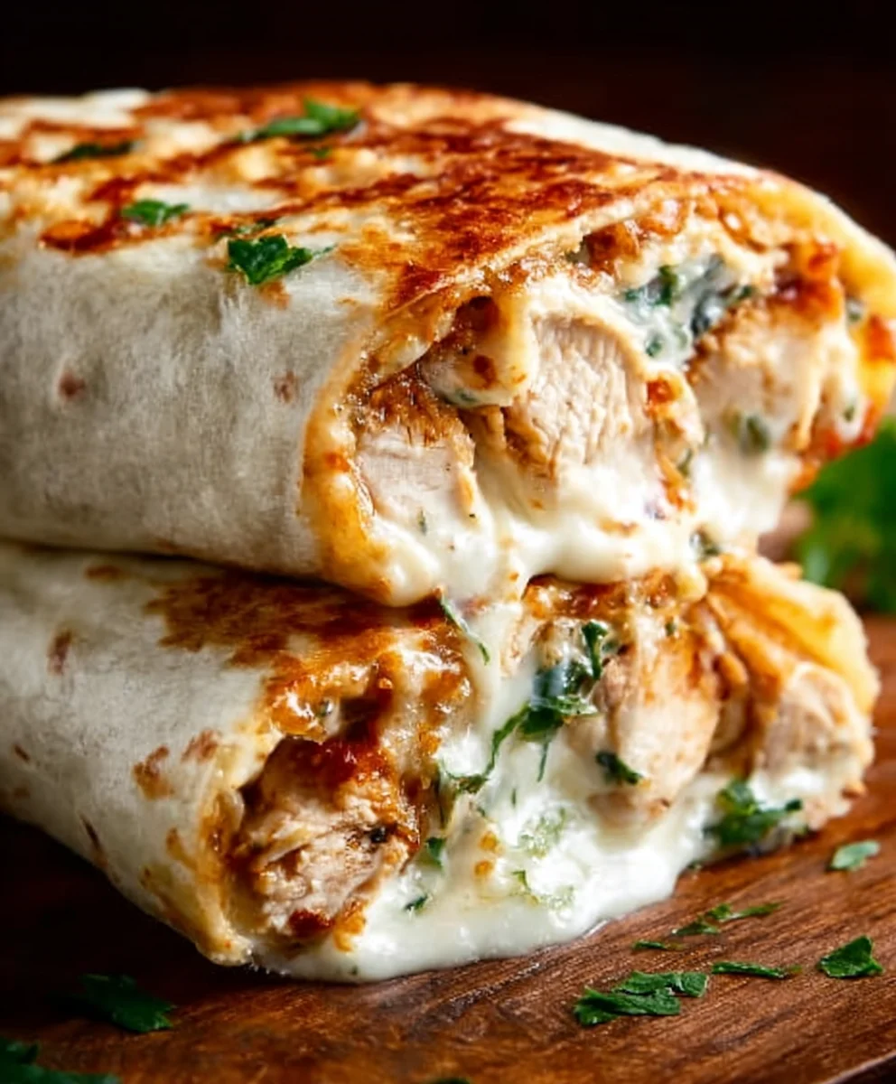 Cheesy Garlic Chicken Wraps- Easy Weeknight Meal