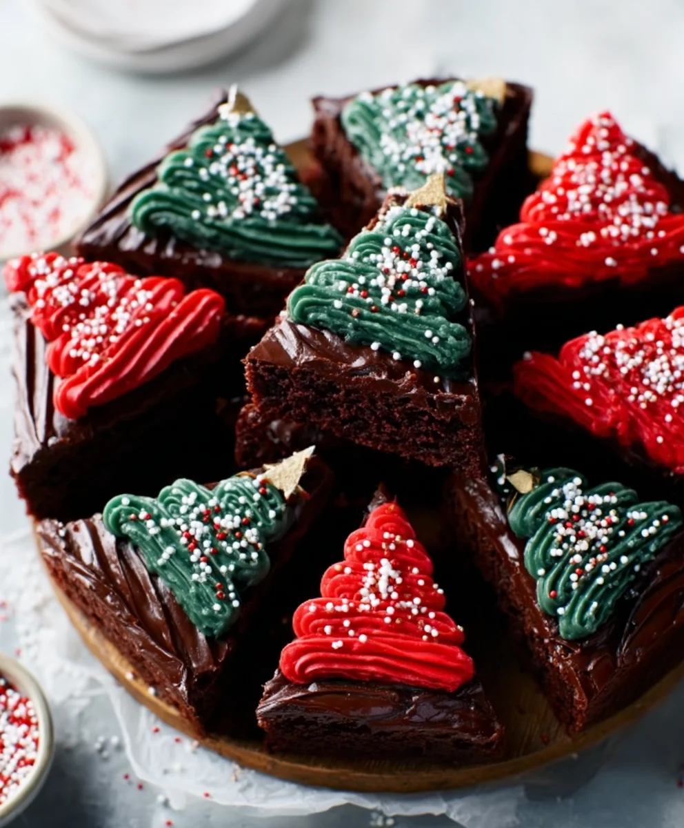 Fudgy Frosted Christmas Brownies-Easy Holiday Treat