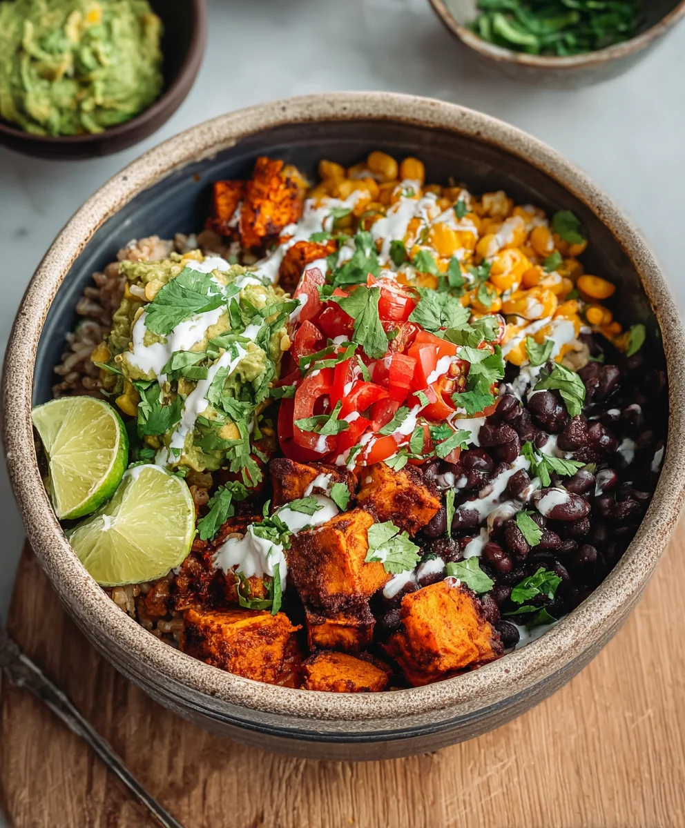 Easy Vegan Burrito Bowl-Sweet Potato Black Bean