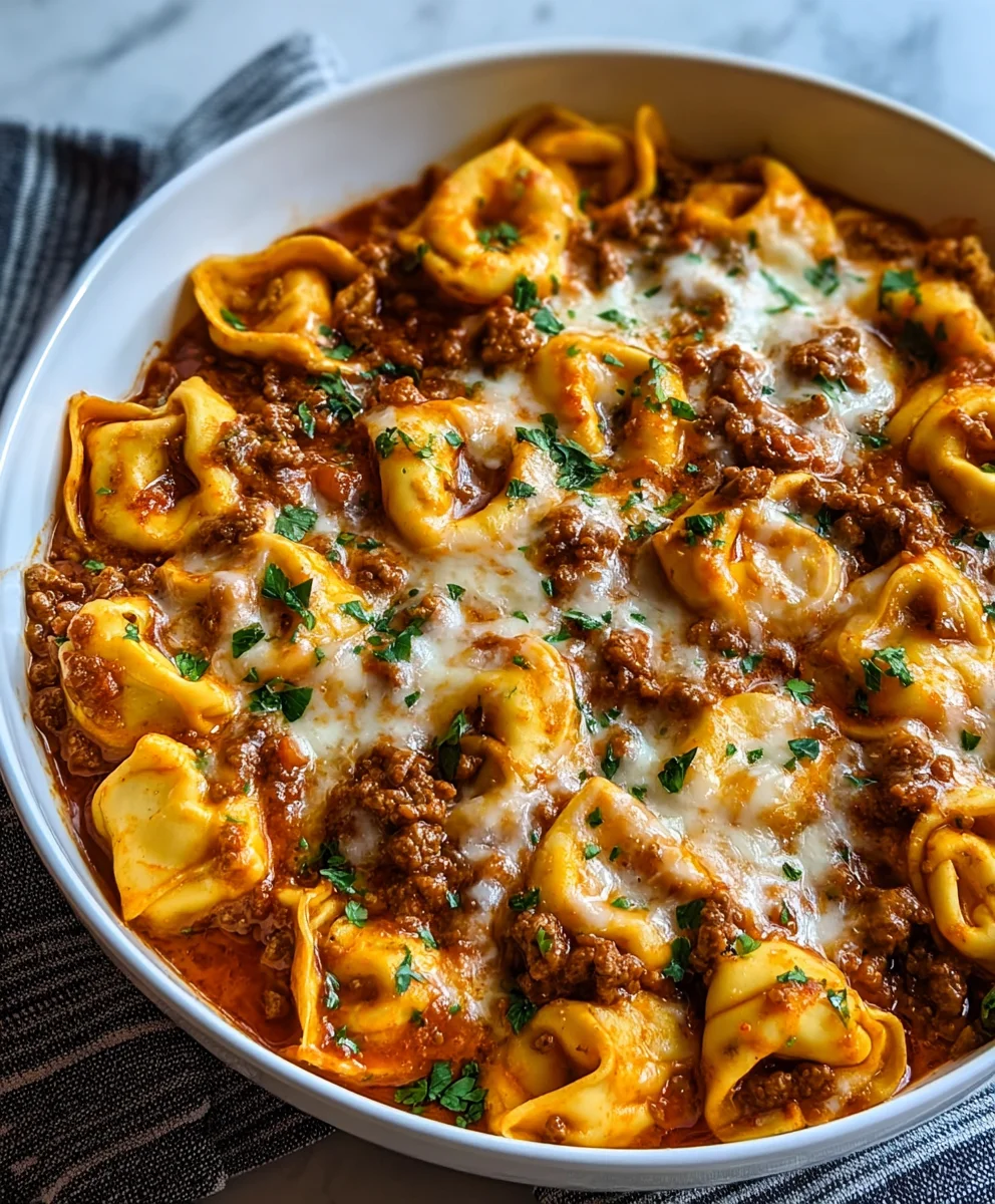Cheesy Beef Enchilada Tortellini Casserole Recipe