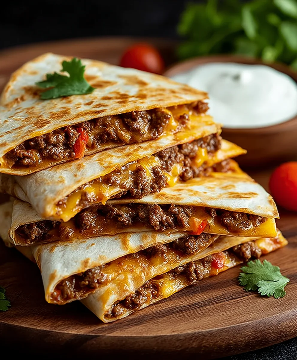 Easy Cheesy Ground Beef Quesadillas Recipe