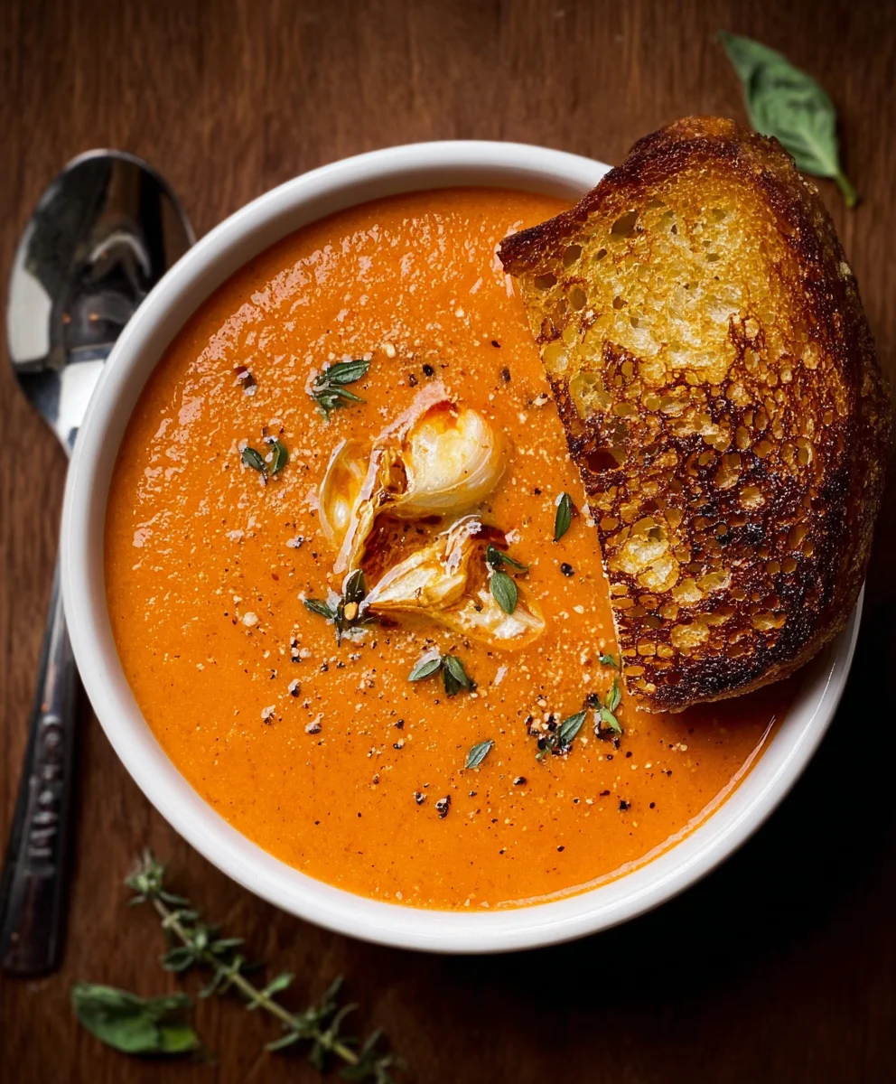 Creamy Roasted Garlic Tomato Soup - Easy Comfort Recipe