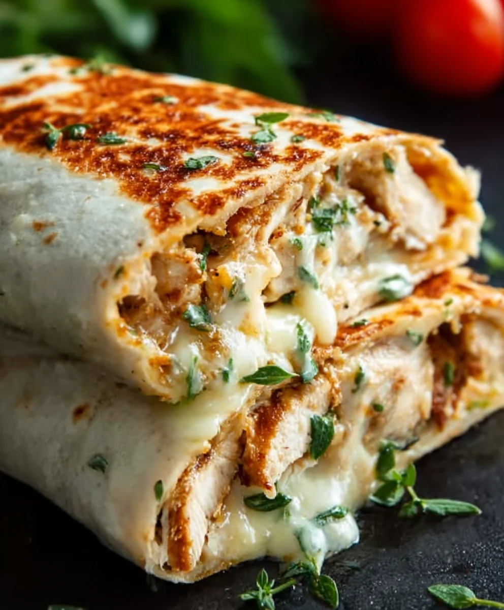 Cheesy Garlic Chicken Wraps- Easy Weeknight Meal