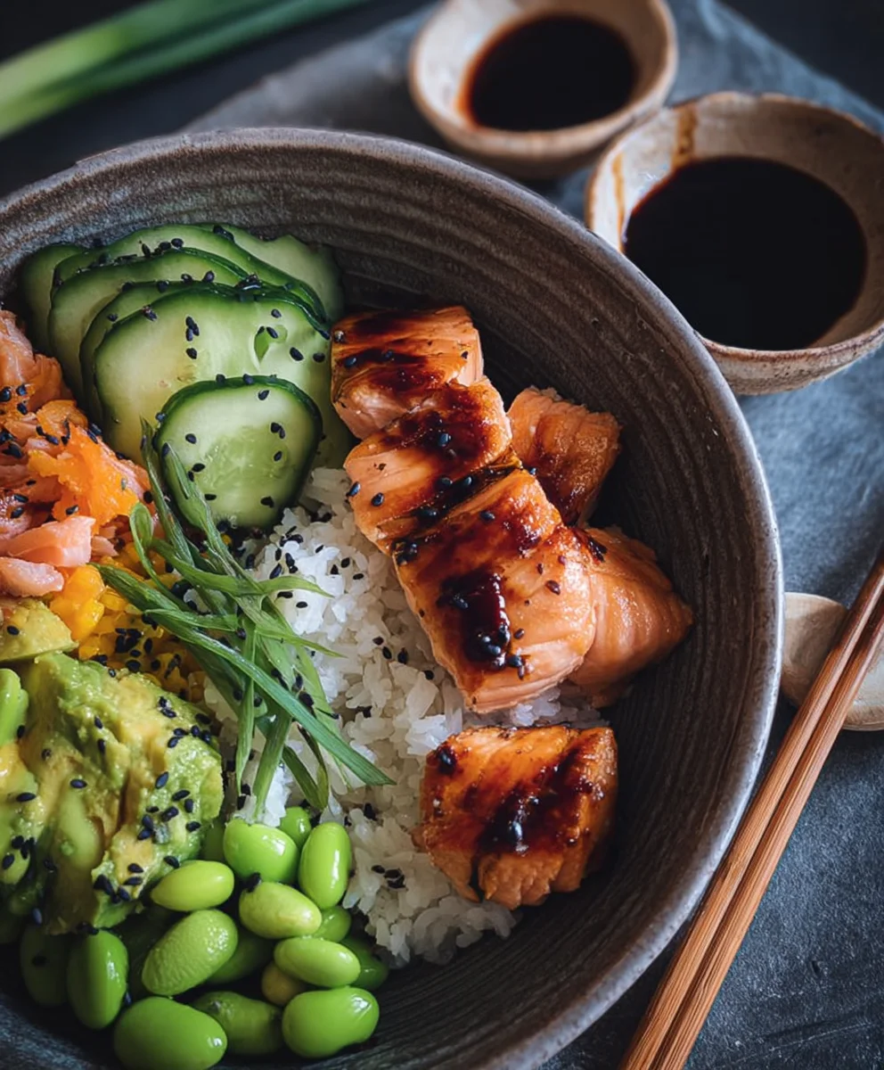 Easy Teriyaki Salmon Sushi Bowl - Gluten Free