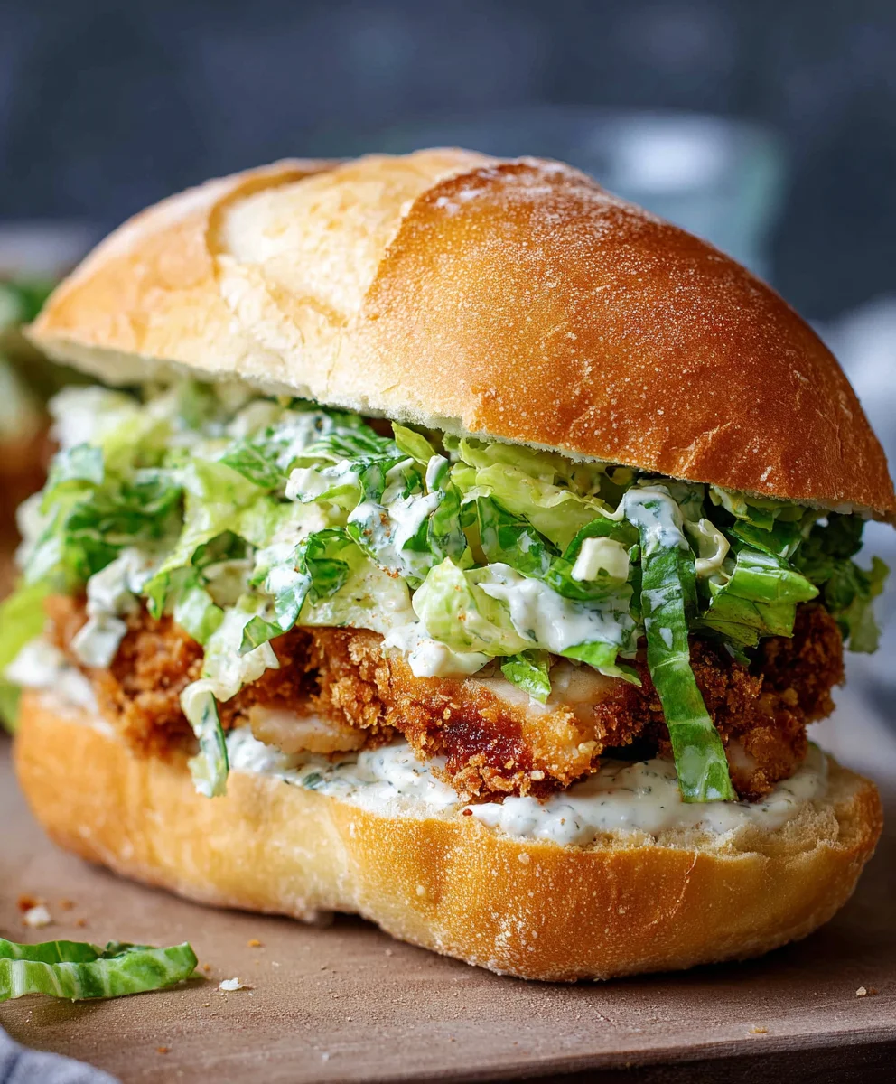 Crispy Chicken Caesar Sandwich- Easy Delicious Recipe