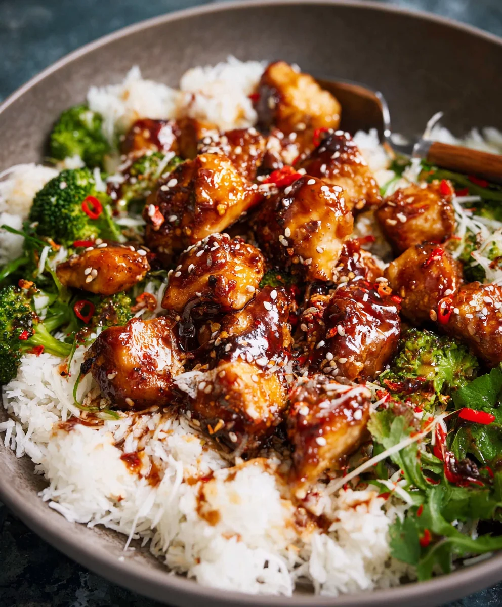 Easy Sticky Chicken Bowls Recipe-Quick & Delicious Meal
