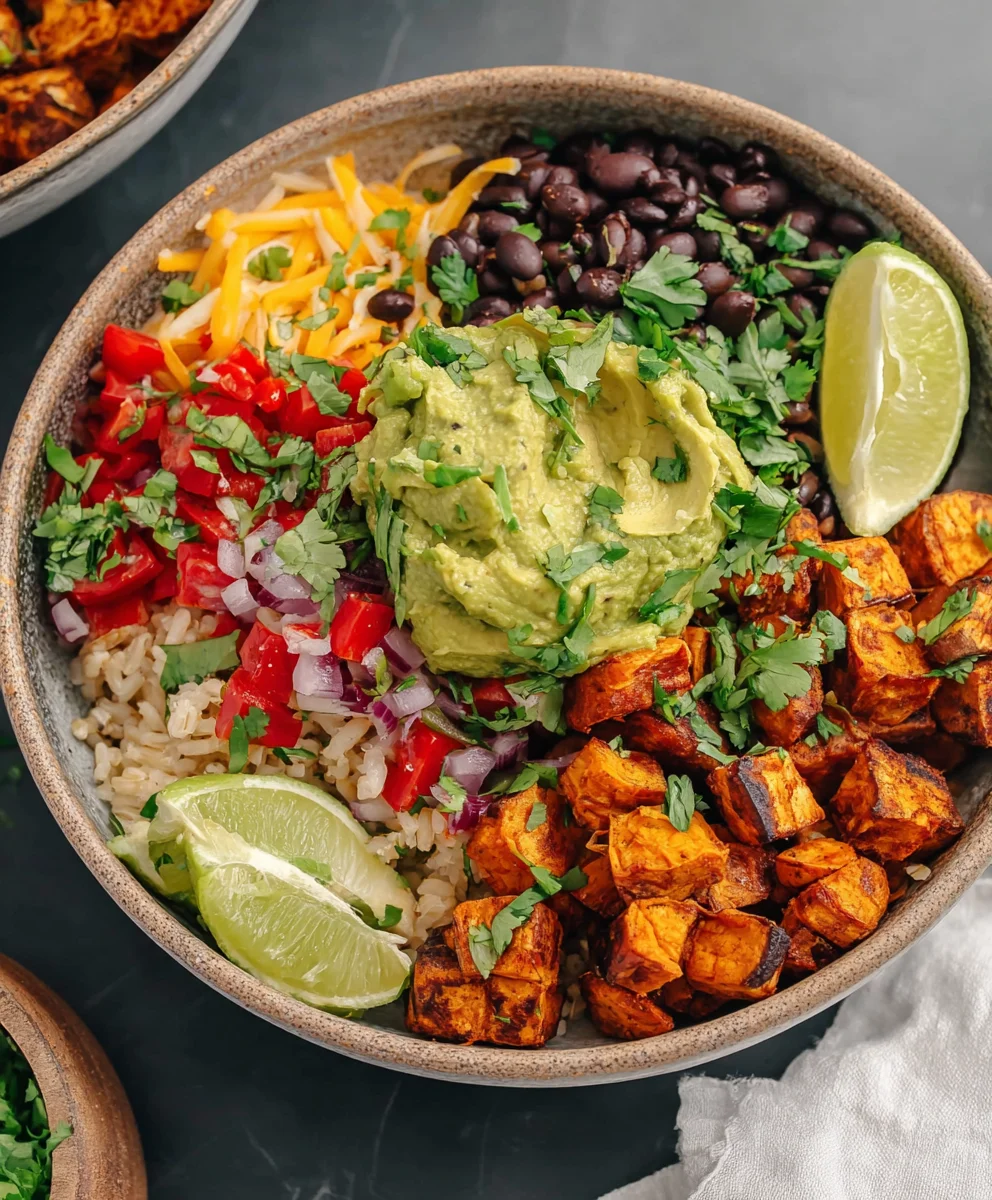 Easy Vegan Burrito Bowl-Sweet Potato Black Bean
