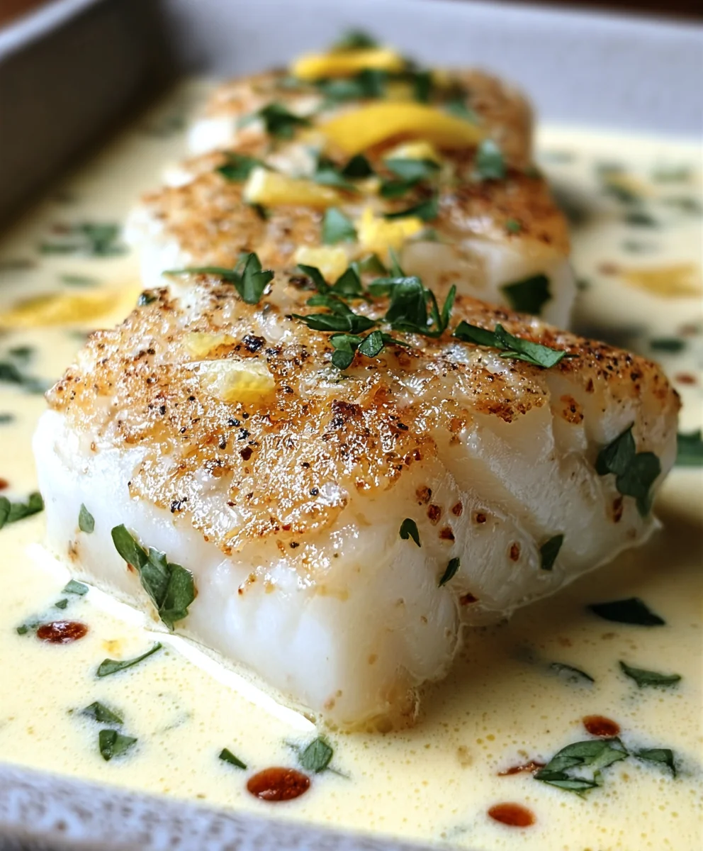 Easy Baked Cod Coconut Lemon Cream Sauce