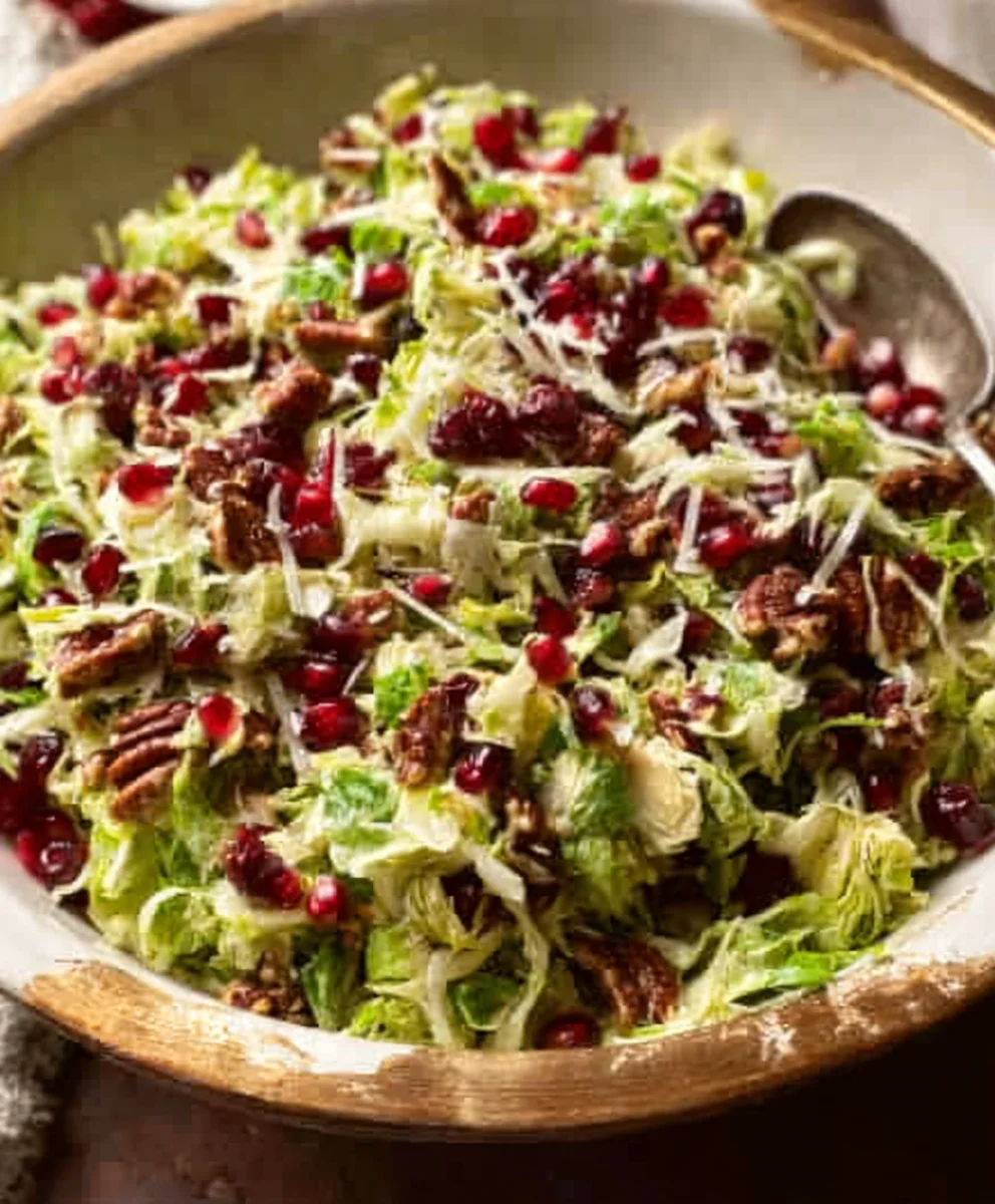 Brussels Sprout Salad with Pomegranate-Pecans