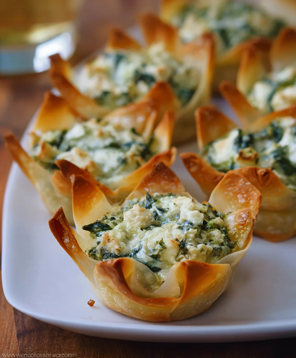 Spinach Artichoke Dip Wonton Cups Easy Appetizer