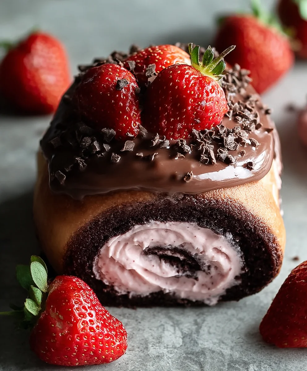 Easy Chocolate Rolls with Strawberry Cream Cheese Frosting