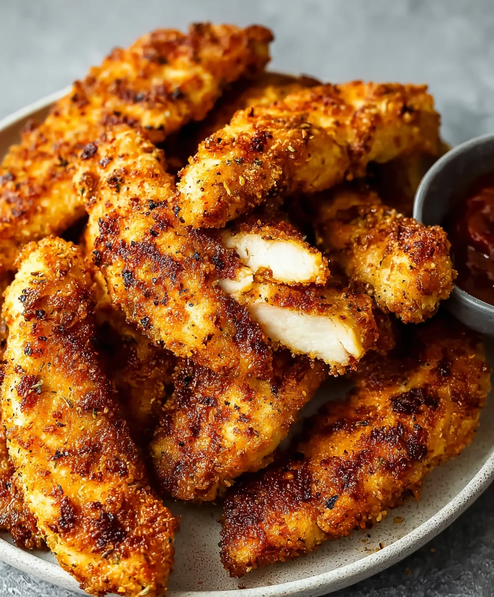 Crispy Parmesan Chicken Tenders- Easy Baked Recipe