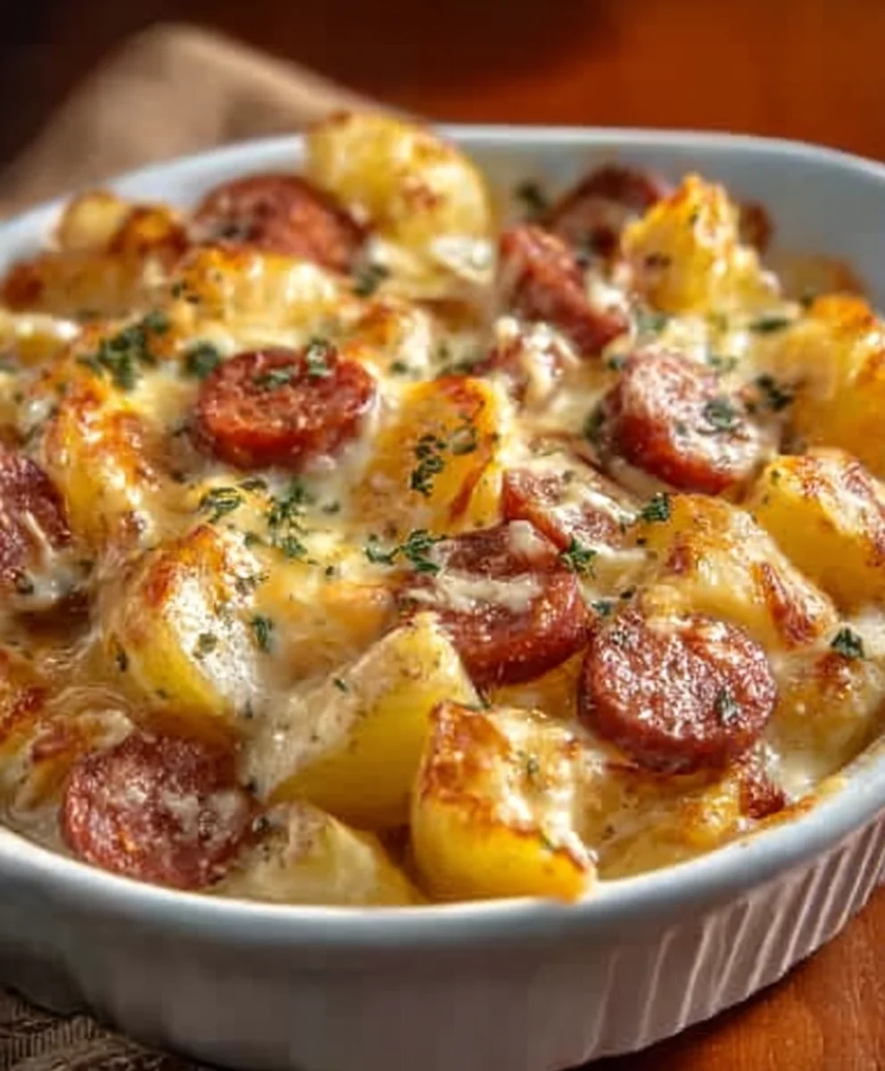 Cheesy Beef Sausage Potatoes Ranch-Style