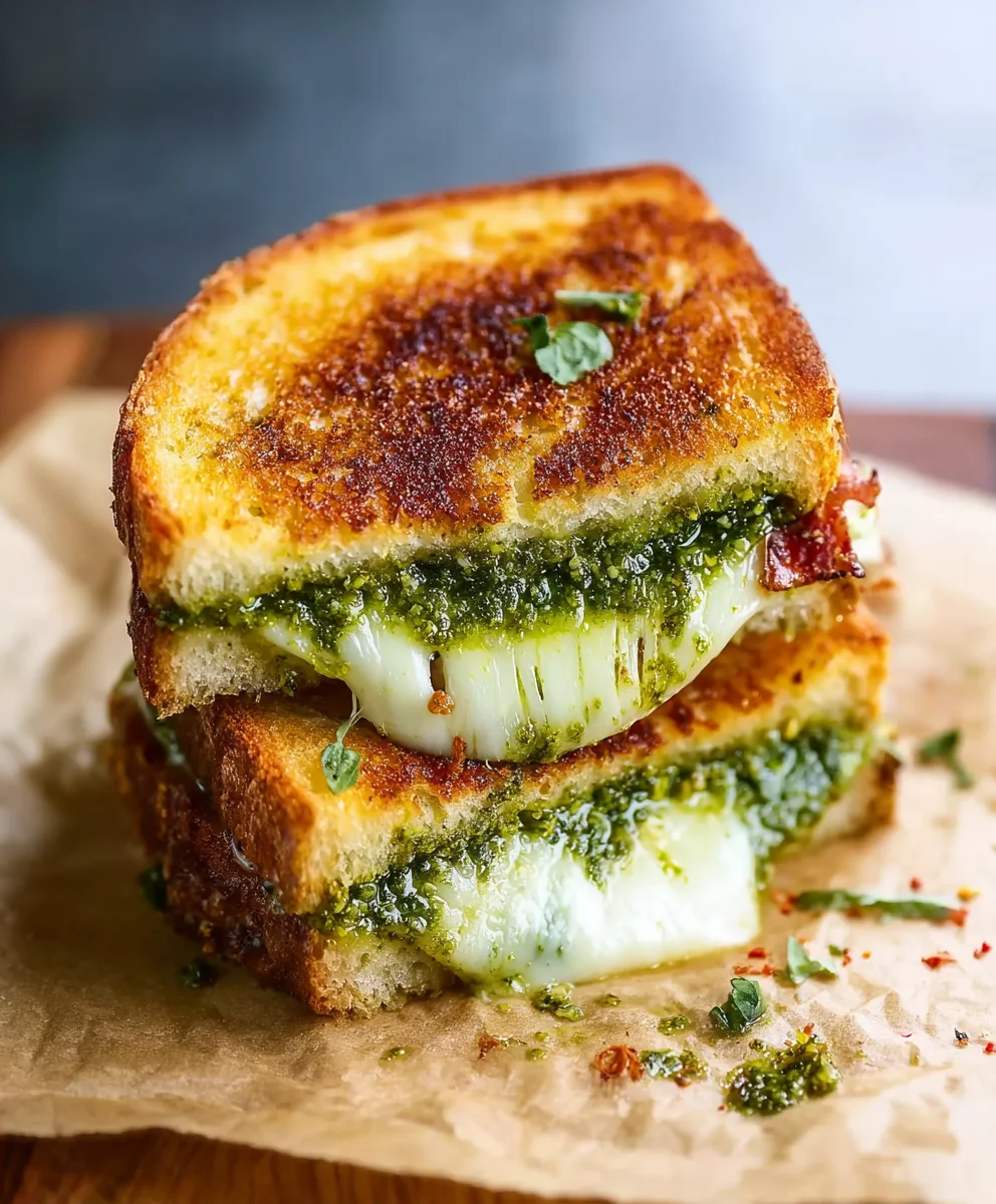 Sourdough Pesto Grilled Cheese-Ultimate Comfort Food