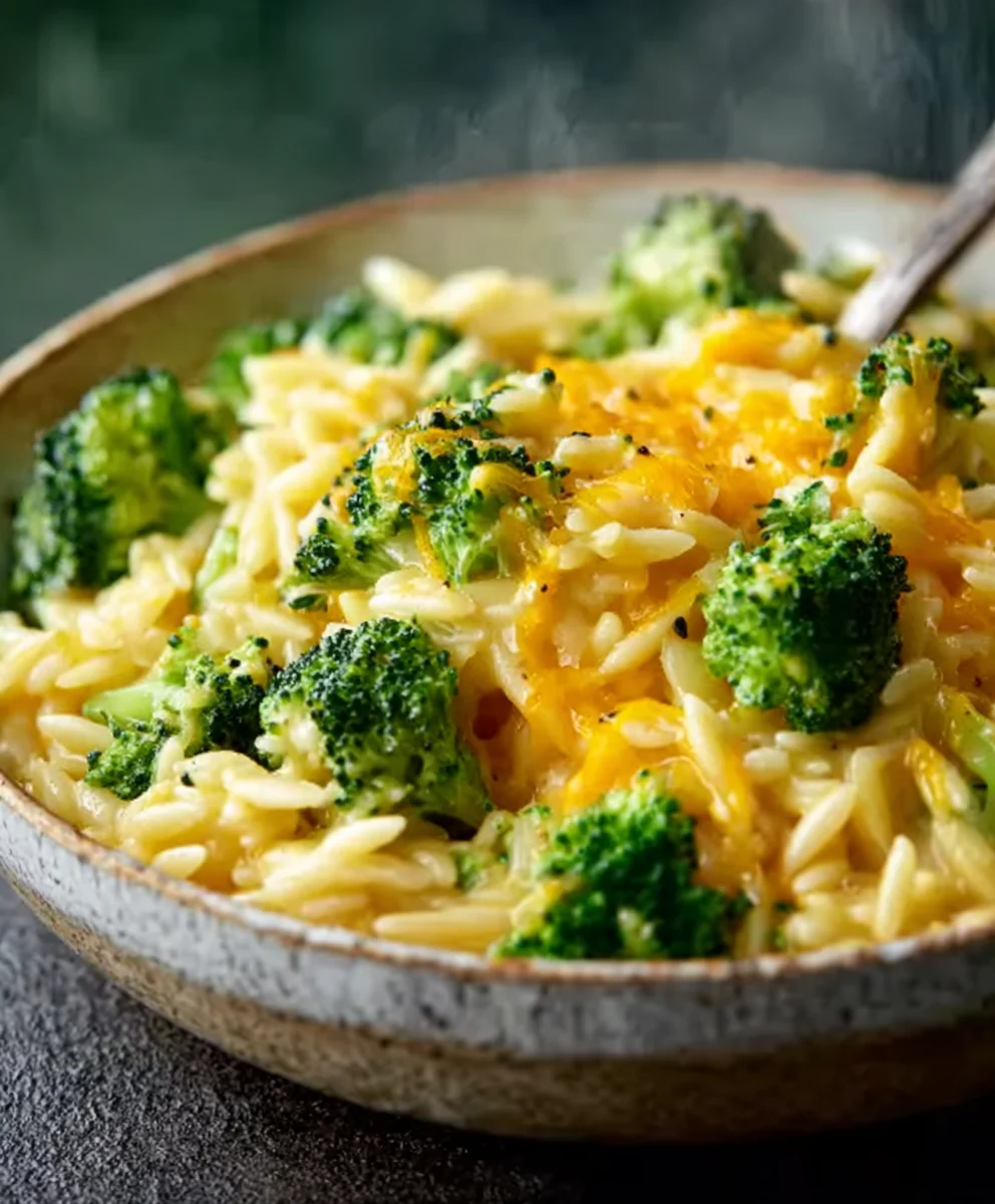 Creamy Broccoli Cheddar Orzo - Easy One-Pot Dinner