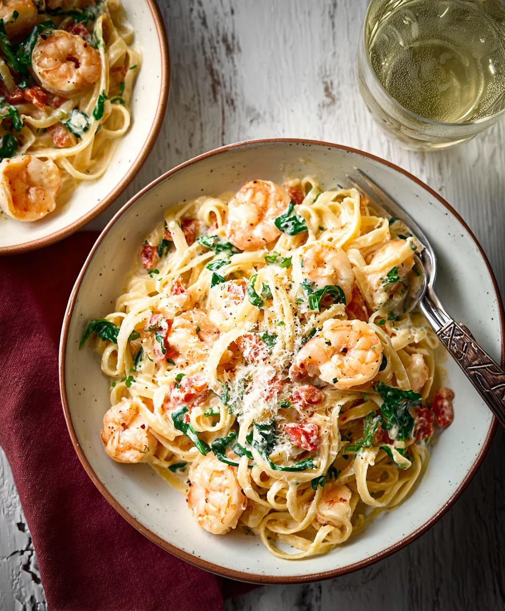 Creamy Tuscan Shrimp Linguine Recipe-Easy & Delicious