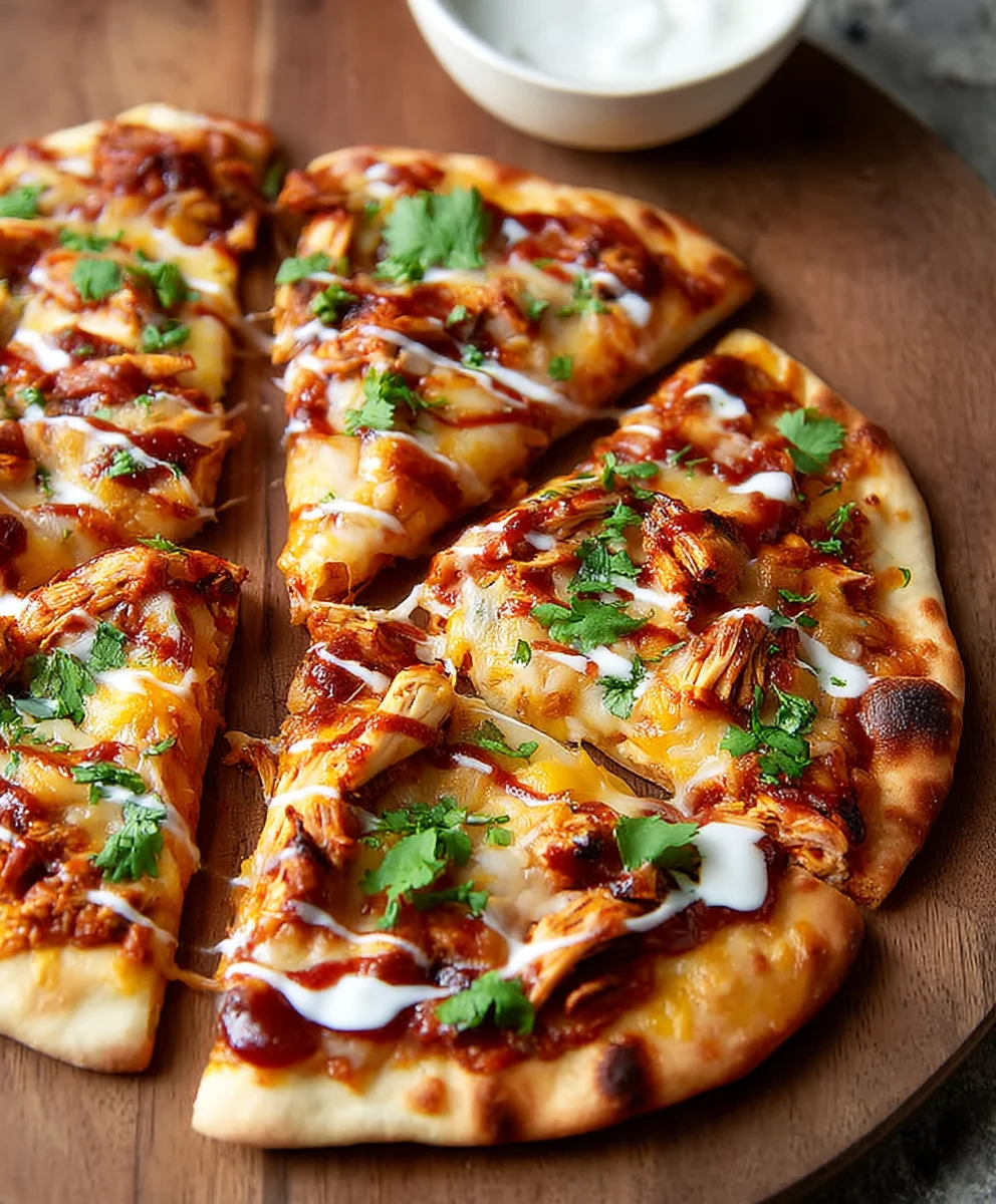 Easy BBQ Chicken Naan Pizza Recipe-Quick & Delicious