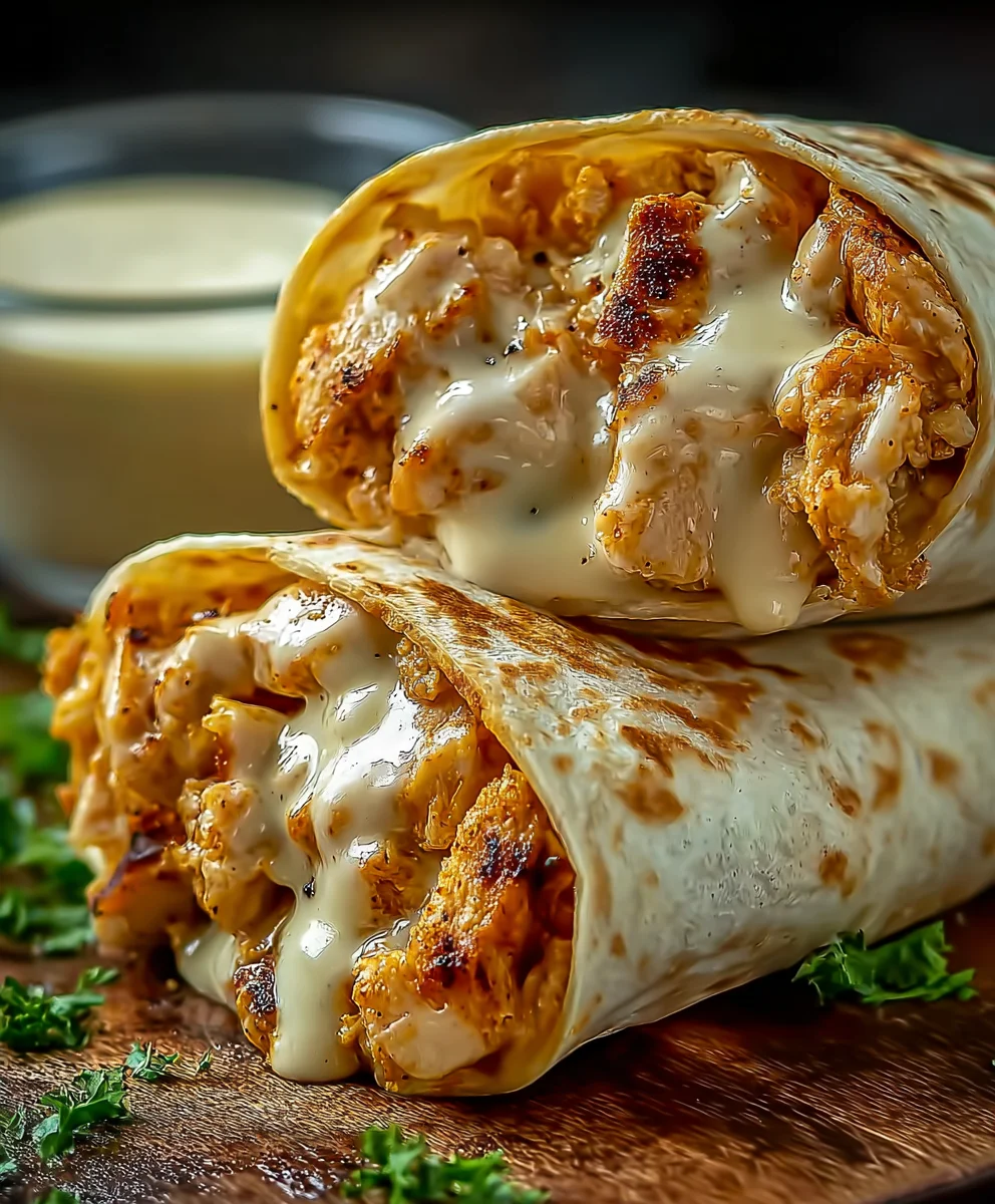 Cheesy Garlic Chicken Wraps - Easy & Delicious