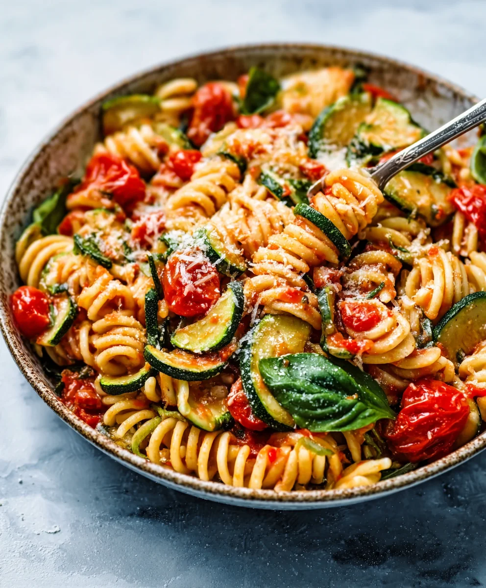 Healthy Tomato Zucchini Pasta - Easy & Delicious