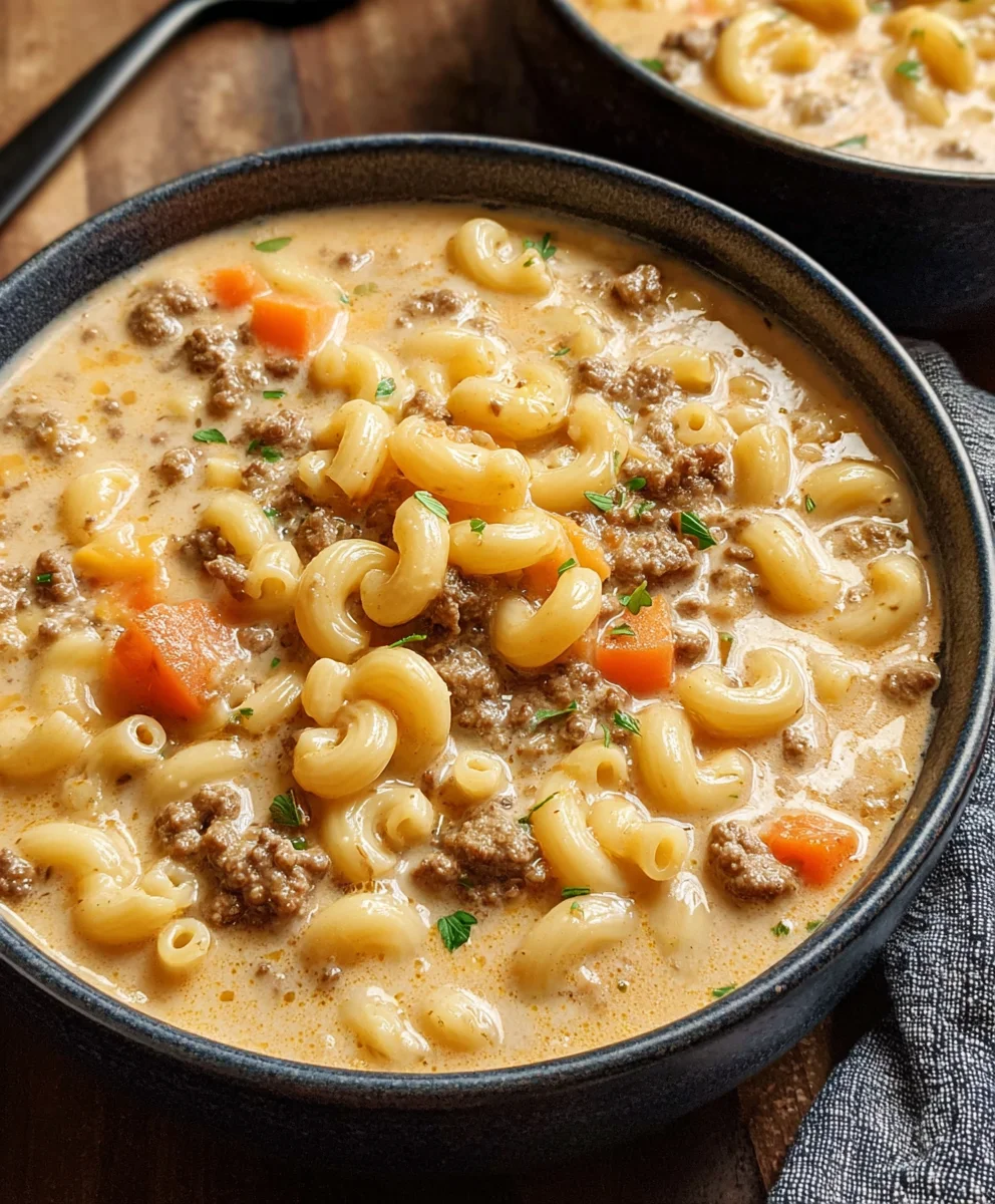 Cheeseburger Macaroni Soup-Creamy Comfort Meal