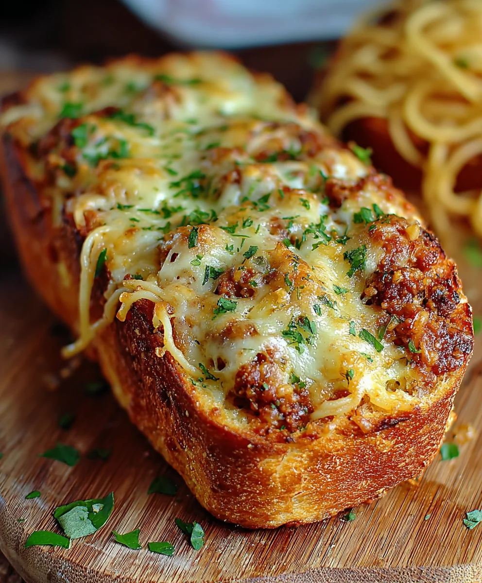 Spaghetti Stuffed Garlic Bread-A Must-Try Recipe