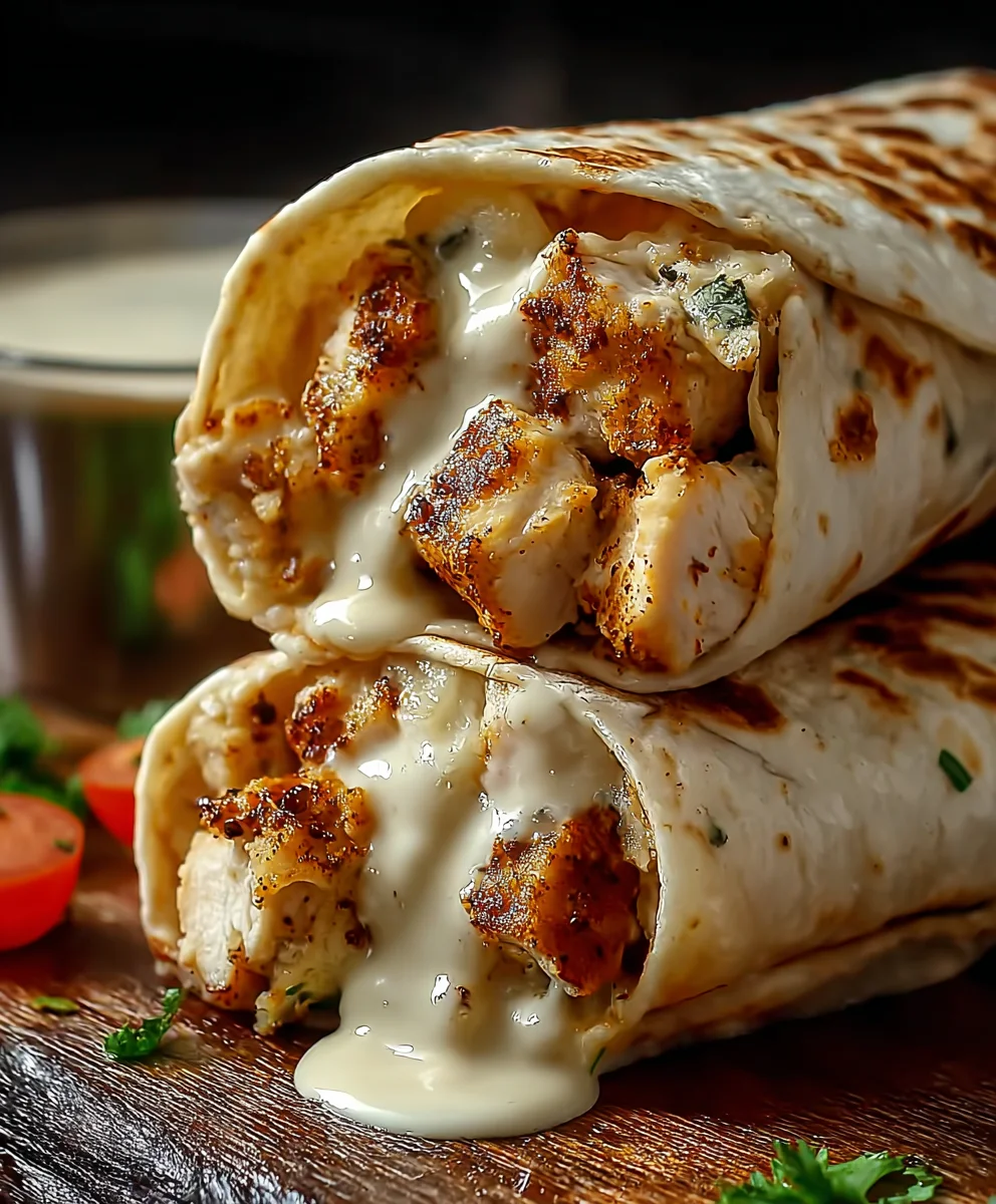 Cheesy Garlic Chicken Wraps - Easy & Delicious