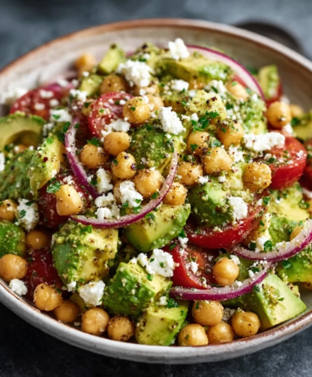 Chickpea Feta Avocado Salad - Easy Fresh Recipe