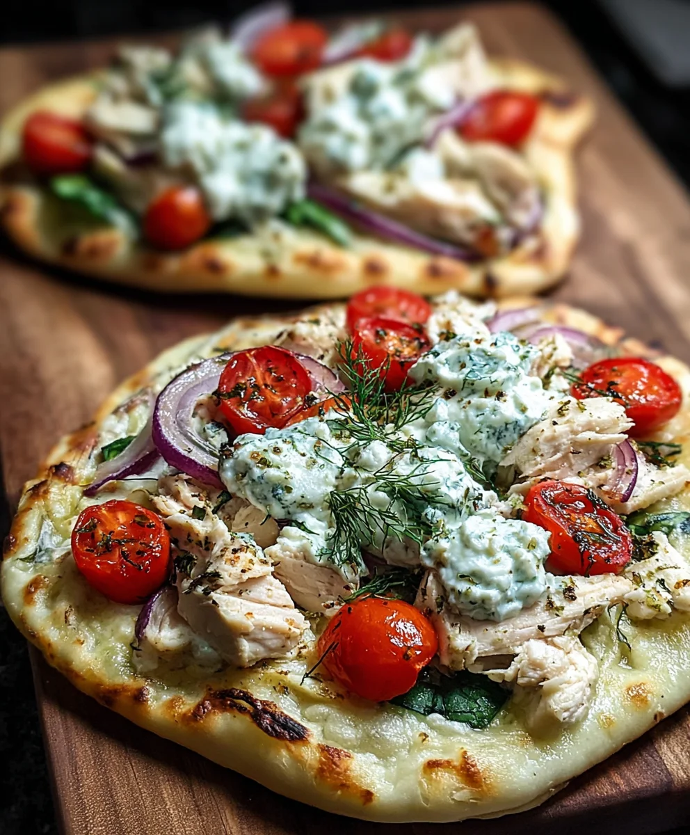 Tzatziki Chicken Naan Pizza- Easy Dinner Recipe