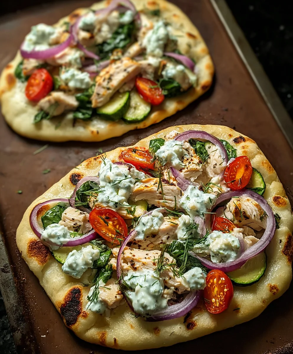 Tzatziki Chicken Naan Pizza- Easy Dinner Recipe