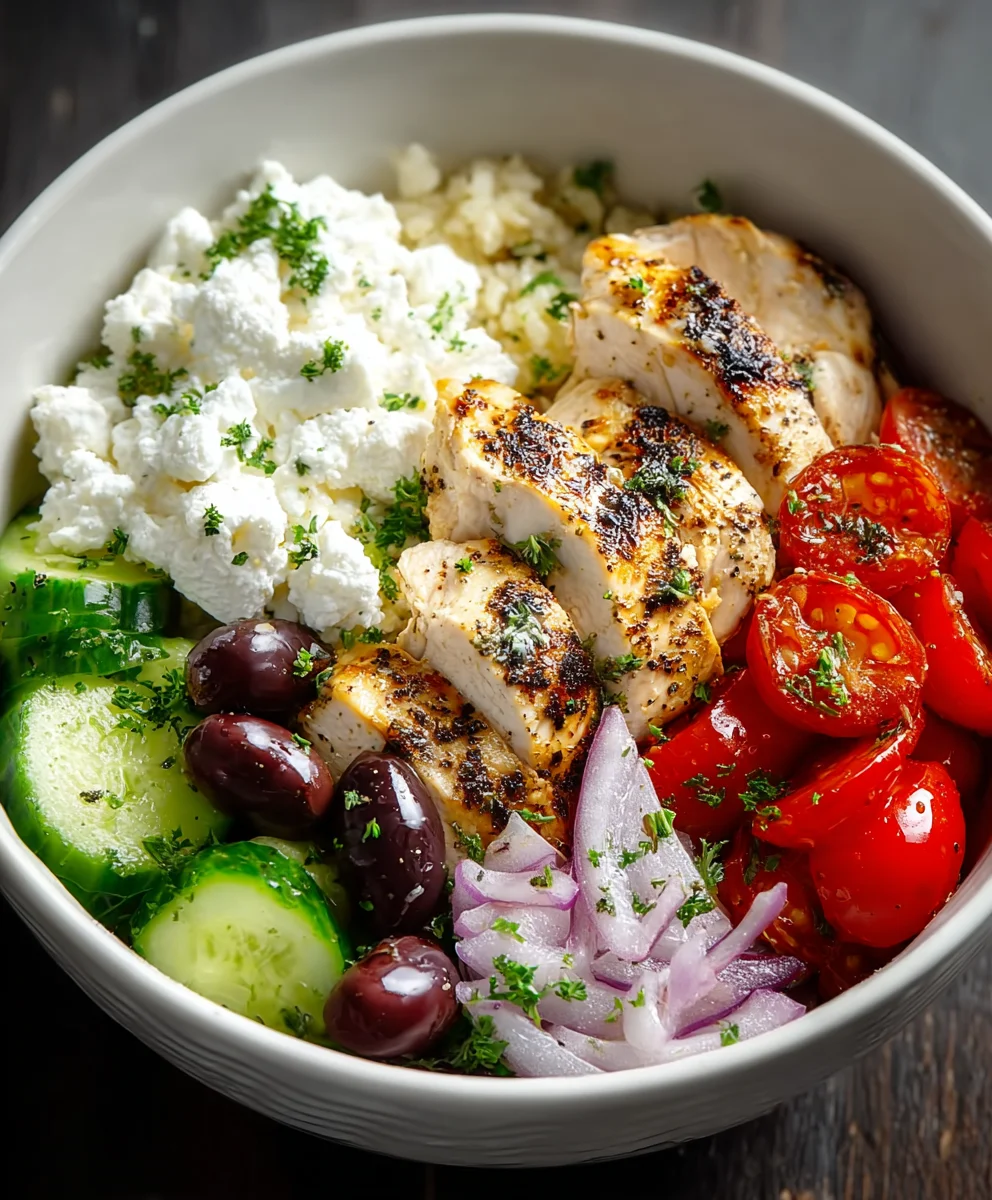 Greek Chicken Cottage Cheese Bowl-Easy & Healthy