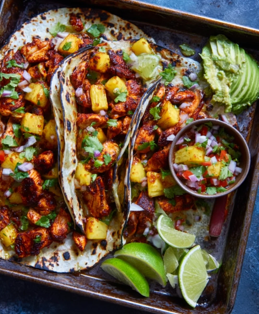 Easy Chicken Pineapple Tacos One Pan Meal