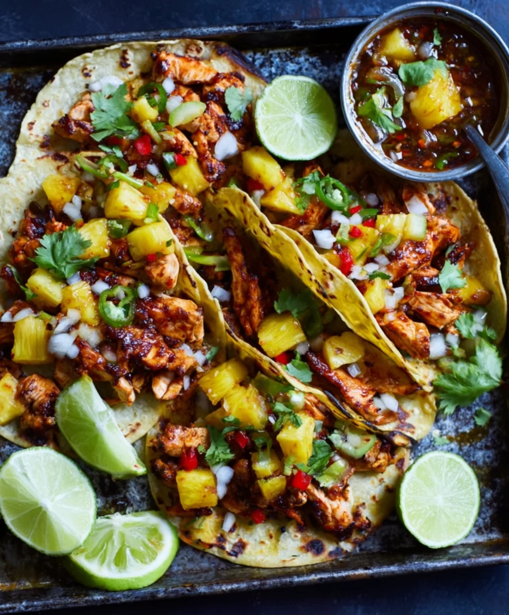 Easy Chicken Pineapple Tacos One Pan Meal
