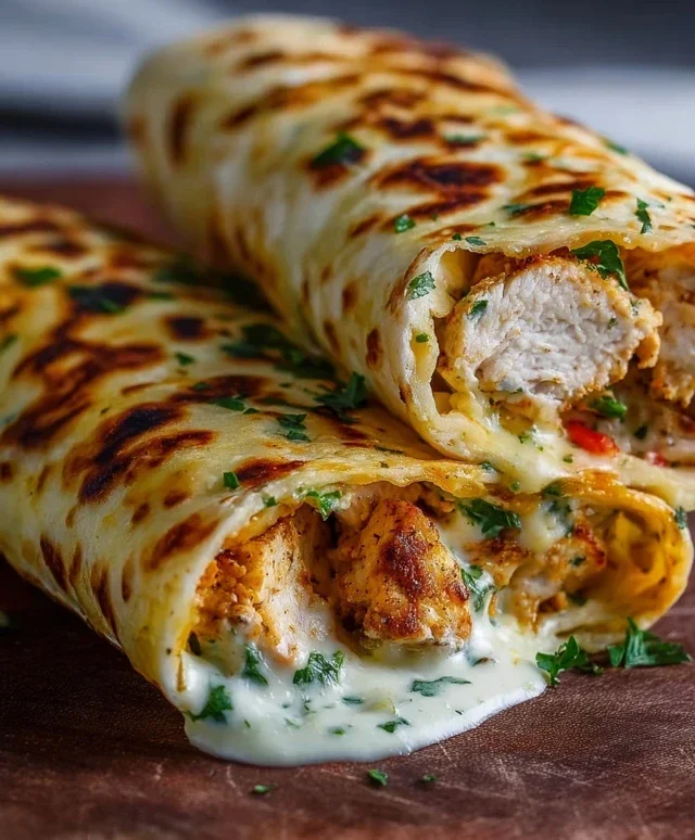 Low Carb Cheesy Garlic Chicken Wraps