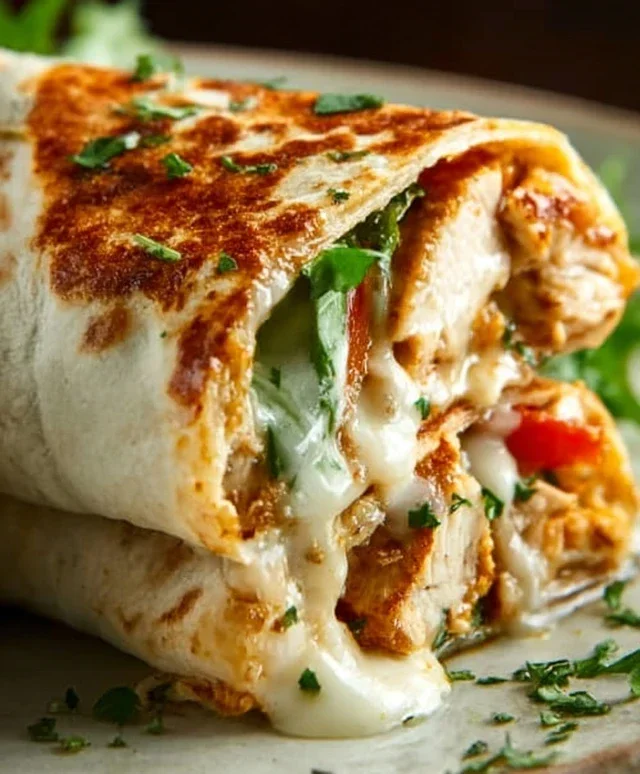 Cheesy Garlic Chicken Wraps