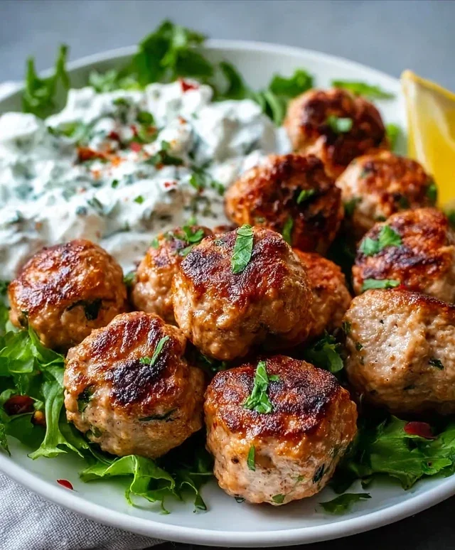 Greek Turkey Meatballs with Tzatziki