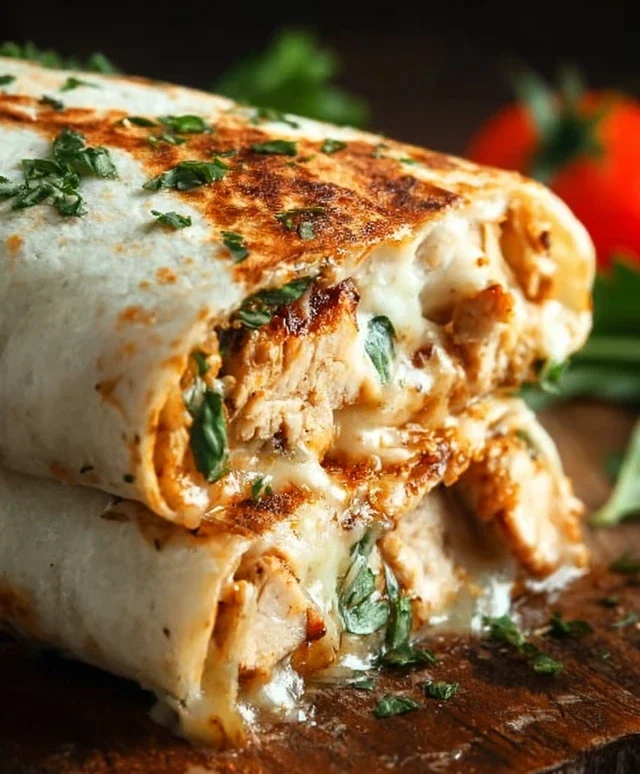 Cheesy Garlic Chicken Wraps