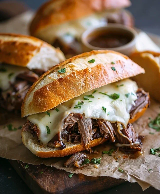 Crockpot French Dip Sandwiches