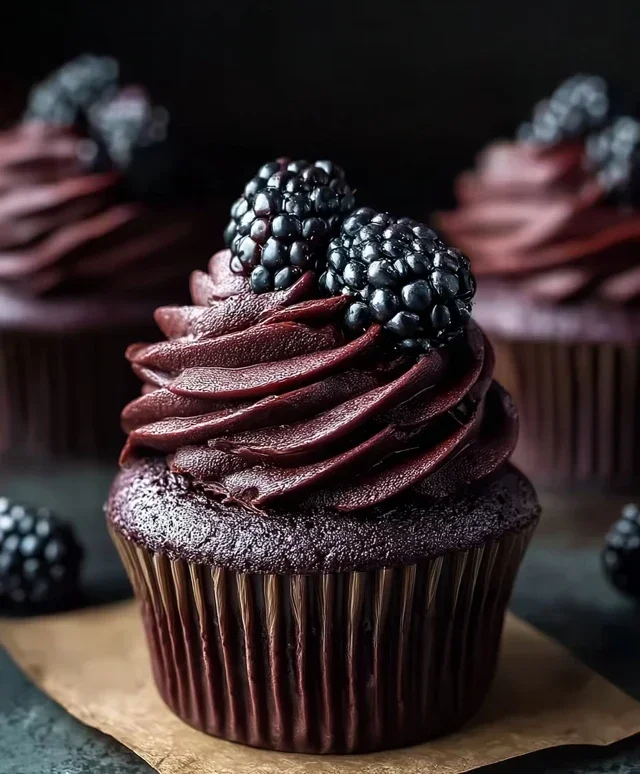 Dark Chocolate Blackberry Cupcakes
