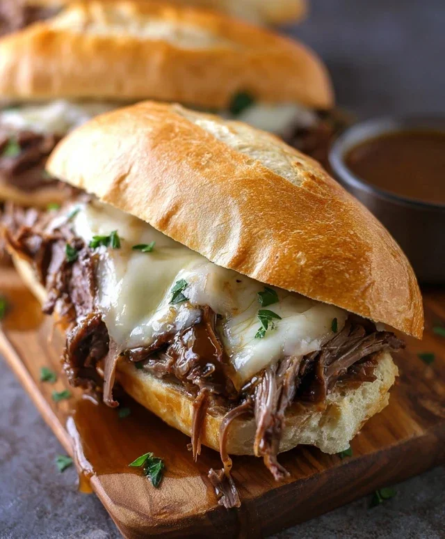 Crockpot French Dip Sandwiches